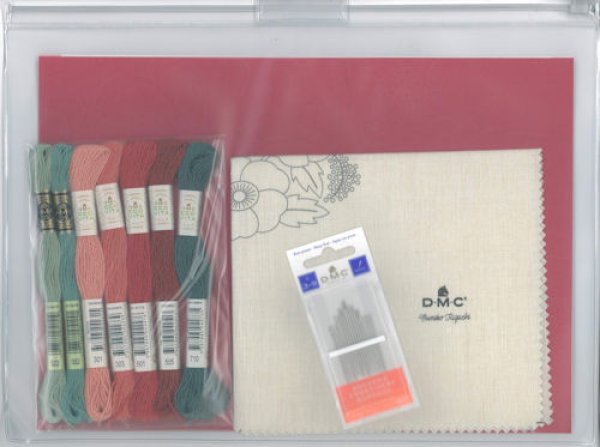 画像2: [10421] DMC 樋口愉美子 刺繍キット 赤色のブーケ　 (2)