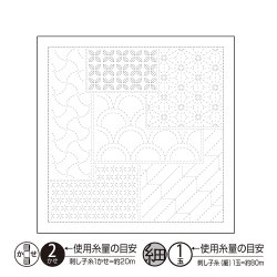 画像1: [10442] オリムパス刺し子 花ふきん  - 千代紙 Chiyogami- (白)