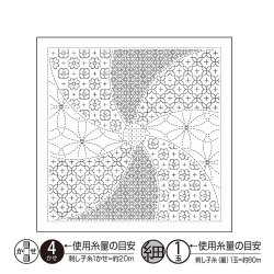 画像1: [10441] オリムパス刺し子 花ふきん  - 花手毬 Hana Temari- (白)