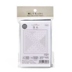画像2: [10446] オリムパス刺し子 花ふきん  - 寄木 Yosegi- (藍)