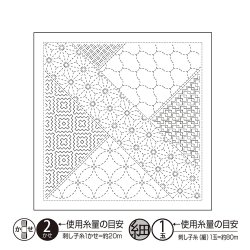 画像1: [10440] オリムパス刺し子 花ふきん  - 寄木 Yosegi- (白)