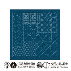 画像1: [10448] オリムパス刺し子 花ふきん  - 千代紙 Chiyogami- (藍)