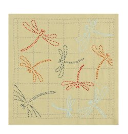 画像4: [10455] オリムパス 刺し子花ふきんキット 茜とんぼ（からし）