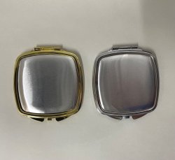 画像1: [10128] 四角アルミ板付 コンパクトミラー