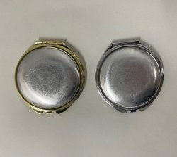 画像1: [10129] 丸型アルミ板付 コンパクトミラー