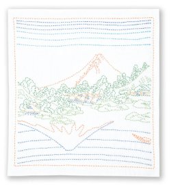 画像2: [10576] オリムパス 刺し子の花ふきん 葛飾北斎　富嶽三十六景　甲州三坂水面