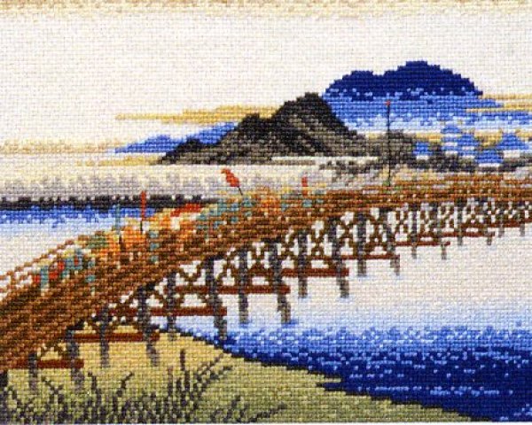 画像1: [4340] オリムパス　クロスステッチししゅうキット　広重画　東海道五拾三次　岡崎（矢矧之橋） (1)