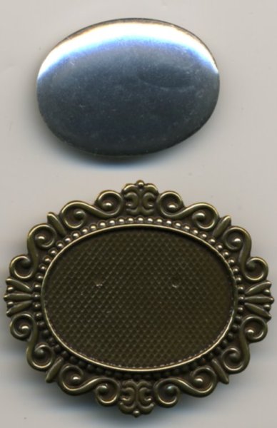 画像2: [5023] ブローチ台縁飾り【楕円中・横】AG（アンティーク ゴールド） (2)