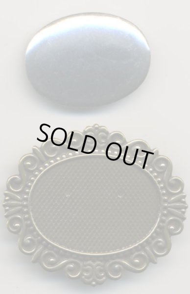 画像2: [5023] ブローチ台縁飾り【楕円中・横】AG（アンティーク ゴールド） (2)