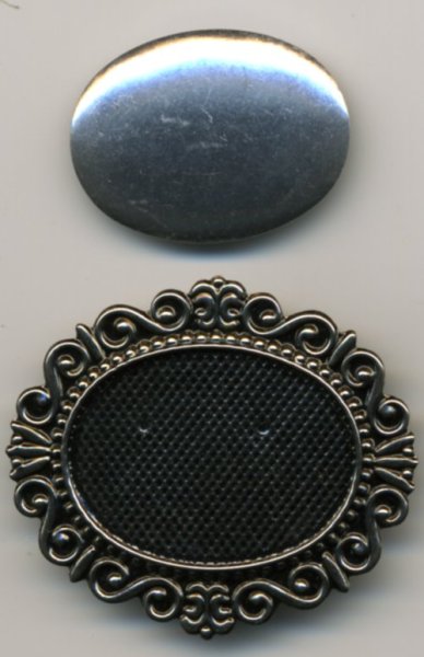 画像2: [5024] ブローチ台縁飾り【楕円中・横】AS（アンティーク シルバー） (2)