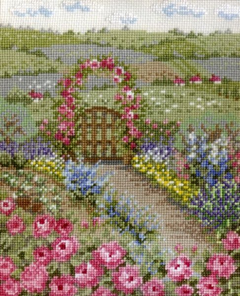 画像1: [5869] オリムパス　クロスステッチキット　オノエ・メグミの物語からの花咲く風景〜バラの花咲くピーターの庭〜 (1)