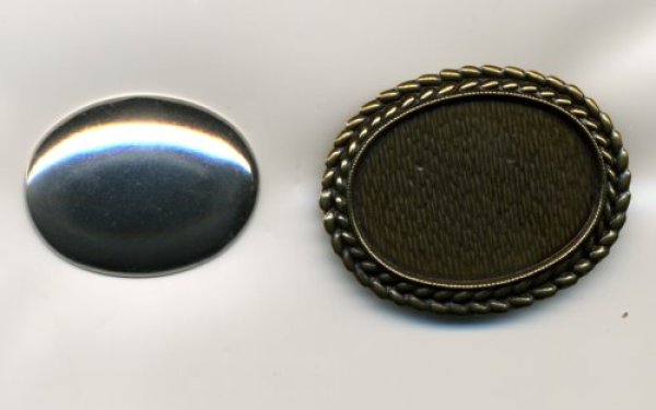 画像2: [7010] ブローチ台三つ編み縁飾り【楕円・横】AG（アンティーク ゴールド） (2)