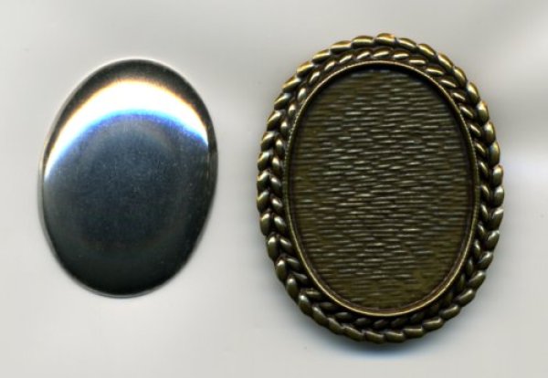 画像2: [7008] ブローチ台三つ編み縁飾り【楕円・縦】AG（アンティーク ゴールド） (2)