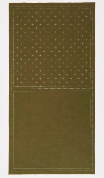 画像2: [8518] ルシアン COSMO hidamari　刺し子綿麻マルチクロス　かすり/カーキ (2)