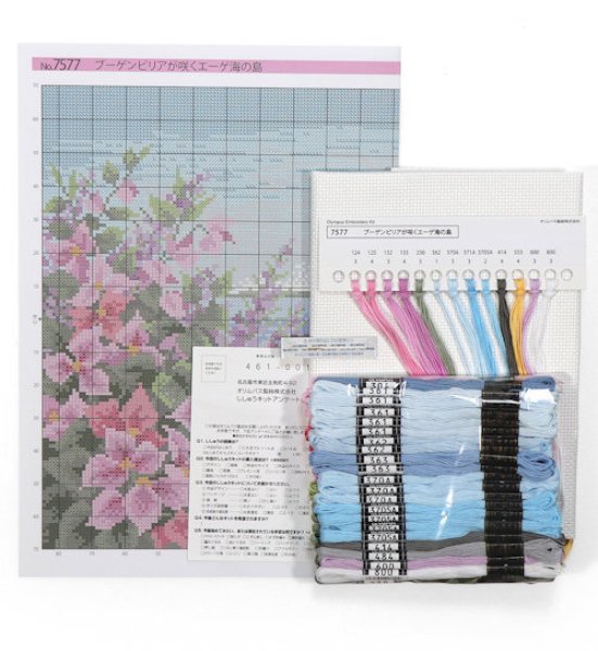 画像3: [10003] オリムパス クロスステッチキット オノエ・メグミ ヨーロッパの風景 四季を巡る旅-ブーゲンビリアが咲くエーゲ海の島- (3)