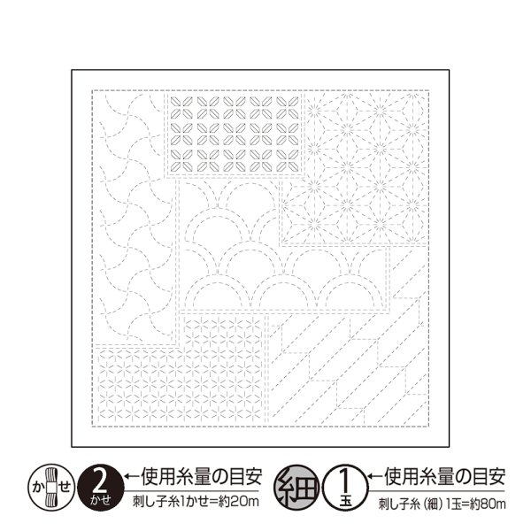 画像1: [10442] オリムパス刺し子 花ふきん  - 千代紙 Chiyogami- (白) (1)