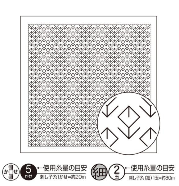 画像1: [9120] オリムパス刺し子 花ふきん 一目刺し  -お花畑- (1)