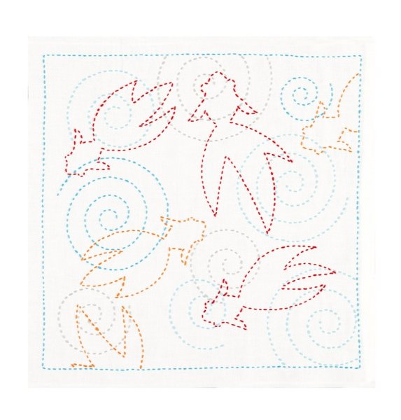 画像4: [10452] オリムパス 刺し子花ふきんキット 納涼きんぎょ（白） (4)