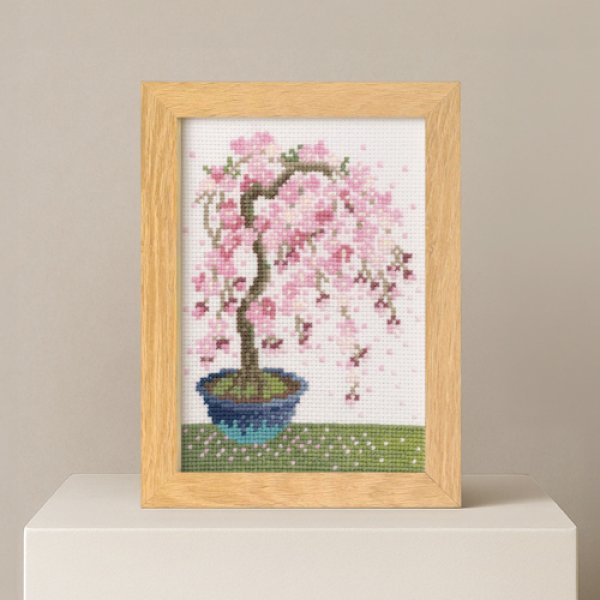 画像2: [10555] オリムパスクロスステッチキット　12ヶ月のＢＯＮＳＡＩ　「3月 枝垂れ桜」 (2)