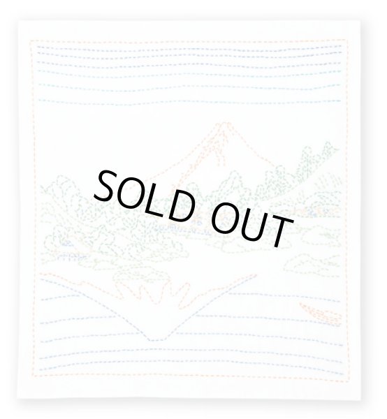 画像2: [10576] オリムパス 刺し子の花ふきん 葛飾北斎　富嶽三十六景　甲州三坂水面 (2)