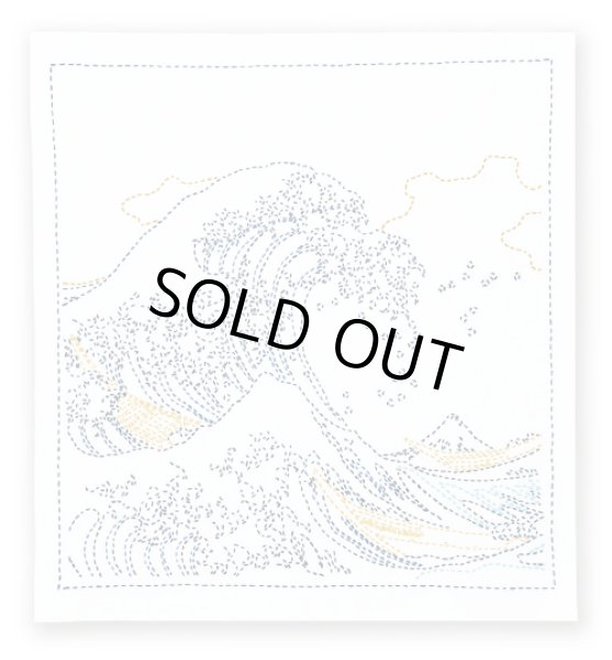 画像2: [10573] オリムパス 刺し子の花ふきん 葛飾北斎　富嶽三十六景　神奈川沖浪裏 (2)