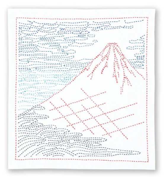 画像2: [10575] オリムパス 刺し子の花ふきん 葛飾北斎　富嶽三十六景　凱風快晴 (2)