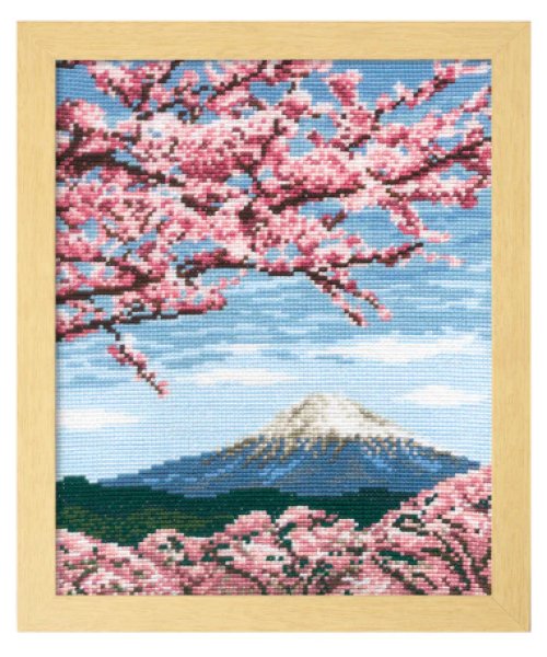 画像2: [5763] オリムパス　クロスステッチキット　四季を彩る　日本の名所　桜と富士山 (2)