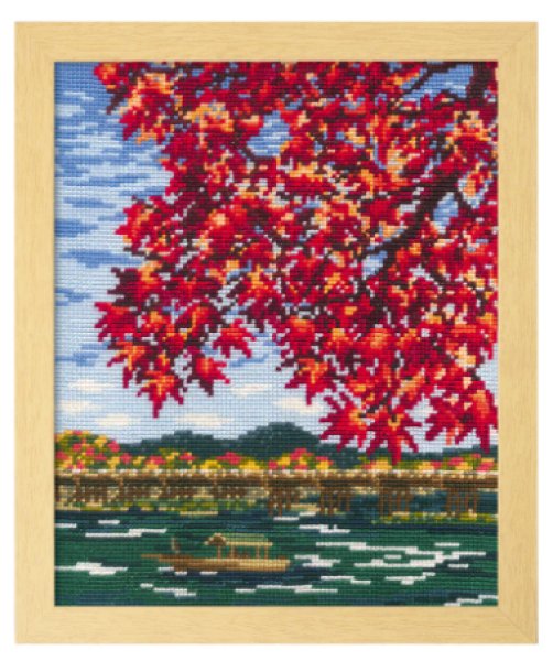画像2: [5765] オリムパス　クロスステッチキット　四季を彩る　日本の名所　紅葉の嵐山 (2)
