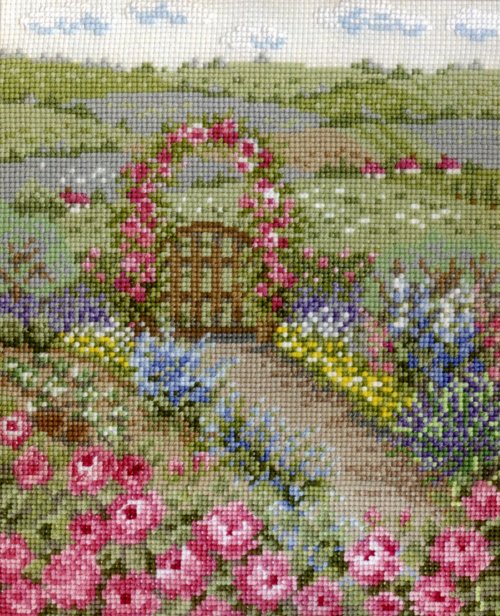 5869 オリムパス クロスステッチキット オノエ メグミの物語からの花咲く風景 バラの花咲くピーターの庭 No7424 額別売 手芸の越前屋